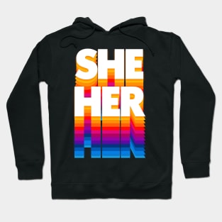 She/Her Pronoun / Retro Faded Design Hoodie